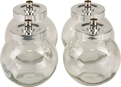 Produktbild von Kerzenständer Glas Metall Kerzenhalter Silber Ø10,5cm 4er Set Deko Hochzeit Weihnachten, 4 Stück