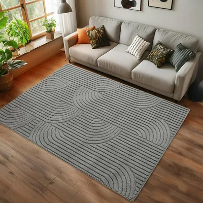 Image de Ayyildiz | Tapis moderne Helix - 200 cm x 290 cm - Gris - Élégant, Doux, Durable