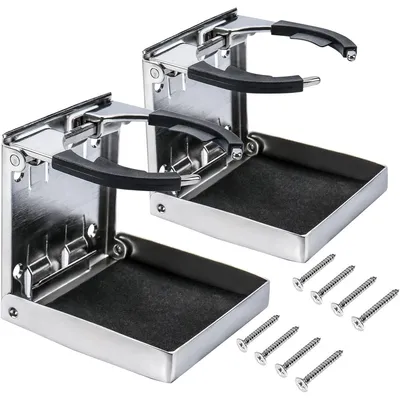 Produktbild von 2 Stück Universal Verstellbarer Getränkehalter aus Edelstahl Faltbarer Auto Becherhalter für Auto Boot LKW Boot Caravan Van