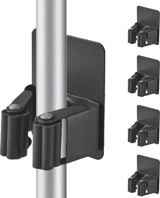 Produktbild von Unyqoos® Selbstklebende Edelstahl-Wandhalter für Besen & Werkzeug, 4er-Set, Silikonrollen, für Stiel-Ø 1,8–3,2 cm, bis 10 kg