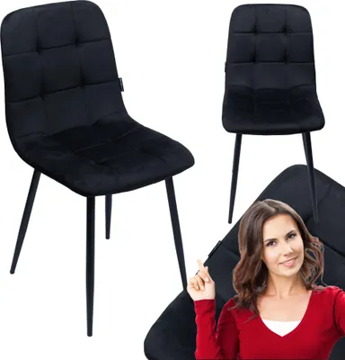 Zdjęcie produktu dla Krzesło tapicerowane welurowe do salonu jadalni velvet loft czarny