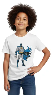 Produktbild von Spreadshirt DC Comics Batman Mit Gadgets Kinder T-Shirt, 110/116 (5-6 Jahre), Weiß