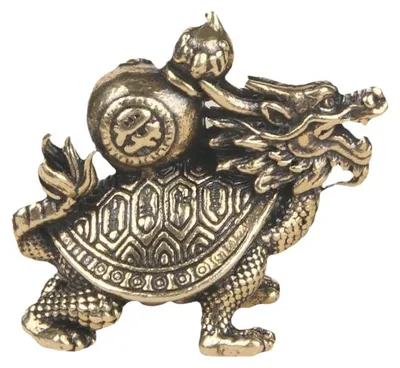 Messing Drachen-Schildkröte Figur Feng Shui Dekoration