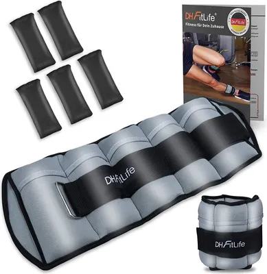 Produktbild von DH FitLife 2er-Set Fußgelenk Gewichtsmanschetten mit verstellbaren Gewichten für Beine und Arme | 2 Variationen 2*2,5kg und 2*4,5kg | ankle Weights | Knöchelgewichte für Krafttraining (2*4,5kg)