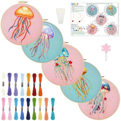 5er-Set Quallen-Stickpaket für Anfänger mit Anleitung