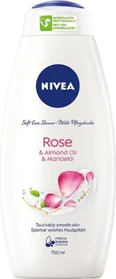 Produktbild von Nivea Duschgel Rose Mandelöl, pflegend, hautfründlicher pH-Wert, ohne Mikroplastik, 750ml