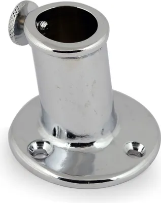 Produktbild von Flaggenstockhalter 20 mm 10° Neigung, für 20 mm Flaggenstock, Messing verchromt, Feststellschraube