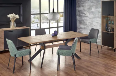 Produktbild von Design Esstisch HAB-222 Eiche Natur - Schwarz matt ausziehbar 160-220cm
