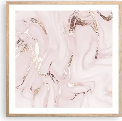 Produktbild von Gerahmtes Poster - Rahmen in heller Eiche - Rosa Marmor verschüttet - 60x60 cm - Wand Bild - Wanddeko - Wandbilder - Kunstposter - Wandposter - Bilderrahmen - Bilder - Kunstdruck - P2NAC60x60-4799