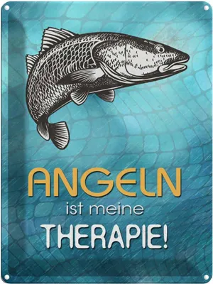 Produktbild von vianmo Blechschild 40x30 cm Angeln ist meine Therapie Spruch Zitat