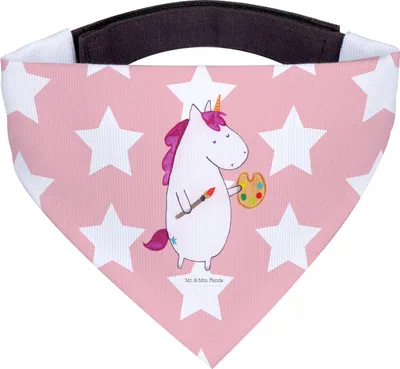 Produktbild von Mr. & Mrs. Panda Bandana Einhorn Künstler - Rot Pastell - Geschenk, Dreieckstuch, Halstuch Hund, Englisch, Unicorn, Für Hunde, Malen, Einhörner, Hals Tuch, Welt
