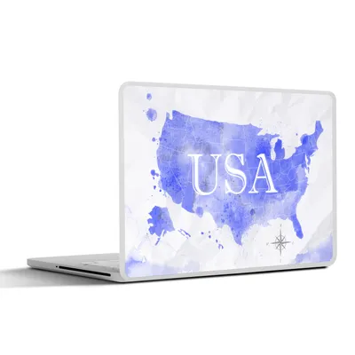 Produktbild von MuchoWow® Laptop Aufkleber Sticker Cover Vereinigte Staaten - Blau - Weltkarte 25x18 cm - Laptop-Deko