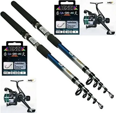 Immagine prodotto di Kit completo per la pesca della trota: 2 canne, 2 mulinelli, 2 fili e 20 ami