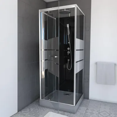 Produktbild von Dusche Komplett MARWELL Komplettdusche Fertigdusche Dusy 70 x 70 x 225 cm - komplett Set inkl. Duschwanne und Armatur -  Runddusche mit Fronteinstieg