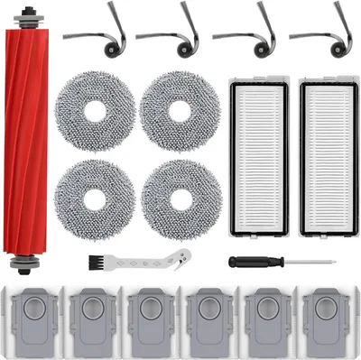 Produktbild von Zubehör Ersatz für Roborock QV 35A / QV 35S / QR 598 / QR 798 Saugroboter \u2013 1 Hauptbürste,6 Staubbeutel,4 Seitenbürsten, 2 HEPA Filter, 4 Wischtücher, 1 Reinigungsbürste