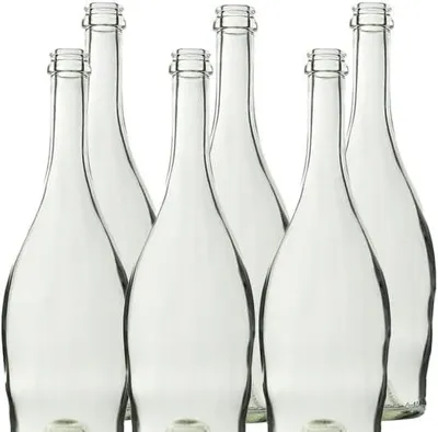 6 Design-Glasflaschen 750 ml mit goldenen Korken