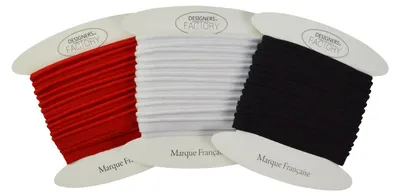 Baumwoll-Paspelband-Set, 3x5m, Schwarz/Rot/Weiß