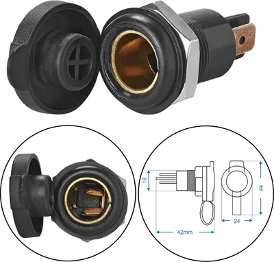 Produktbild von Einbausteckdose Autozubehör 12V/24V Auto Elektronik für KFZ-Norm-Steckern mit Gummideckel Zigarettenanzünder Adapter