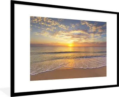 Produktbild von MuchoWow® Gerahmtes Poster Strand - Sonnenuntergang - Meer 90x60 cm - Poster mit Schwarzem Bilderrahmen Wandposter Rahmen Foto Bilder - Wanddekoration - Fotos