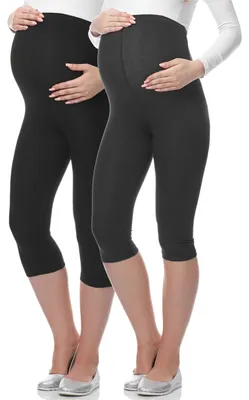 Produktbild von Be Mammy 3/4 Umstandsleggings aus Viskose BE-03 2er Pack (Schwarz/Graphite, S)