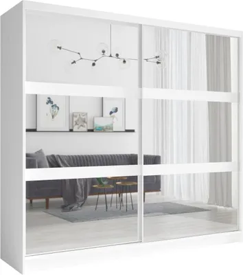 Obrázek produktu pro Velká zrcadlová šatní skříň 230 cm DUITAMA - bílá
