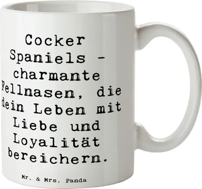 Produktbild von Mr. & Mrs. Panda Kaffeebecher Spruch Cocker Spaniel Liebe - Weiß - Geschenk, loyal, Hunderassen Charakter, verspielte Hunde, Beschreibung, Bürotasse, Becher, Familienhund