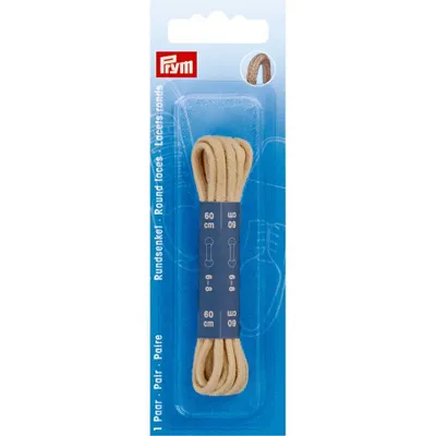 Obrázok produktu pre Okrúhle šnúrky 3 mm, 60 cm, béžové