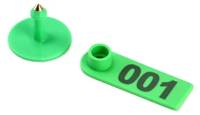 Immagine prodotto di Etichette identificative in plastica "Solidchoice" per animali (da 001 a 100), colore verde