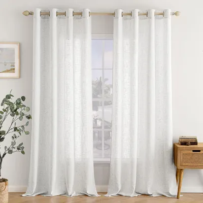 Gardinen mit Ösen, Linnenlook, 2er Set, 140x280 cm, halbtransparent