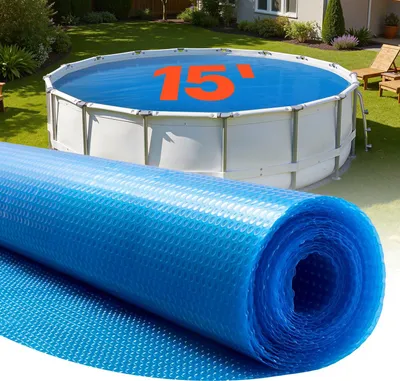 Obrázok produktu pre Solárna fólia do bazéna - Okrúhla plachta Ø 457 cm - Hrúbka 0,3 mm - Vzduchový vankúš PE - Absorpcia a akumulácia tepla - Úspora energie - Modrá