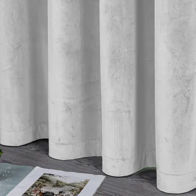 Produktbild von 2 Stück Vorhang Samt Blickdicht mit Kräuselband 140x245 Vorhänge Gardine Gardinen mit Universalbandaufhängung Weiss 2er Pack