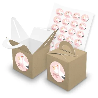 Produktbild von itenga SET 24x Würfelboxen mit Griff Braun (V43) + Motivsticker (M138)