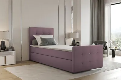 Produktbild von Boxspringbett Bett MARKOS 100x200cm Bettkasten Seite Links Violett inkl. Topper
