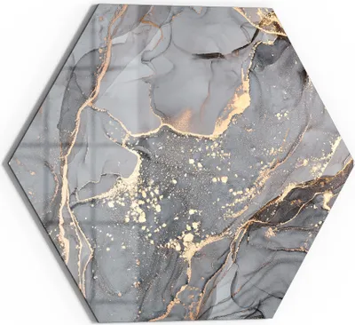 Produktbild von DEQORI Magnettafel Glas 40x35 cm 6-eckig 'Elegantes Marmormuster' beschreibbar Whiteboard