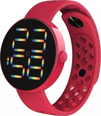 Produktbild von Rote Round Silikonuhr - Leichte und Hautfreundliche Digitaluhr KP22394