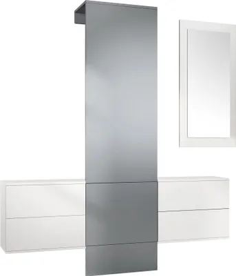 Produktbild von Vladon Garderobe Wandgarderobe Carlton Set 3,  Germany, Korpus in Weiß matt / Paneel in Graphit Seidenmatt