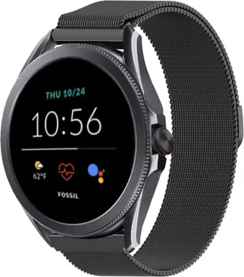 Produktbild von Strap-it Milanese - Kompatibel mit Fossil Gen 5Armband 44mm Fossil uhrenarmband Fossil ersatzarmband Edelstahl für Smartwatch 22mm Armband Schwarz22mm