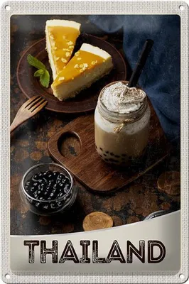 Produktbild von Blechschild Reise 20x30cm Thailand Urlaub Essen Kuchen Getränk
