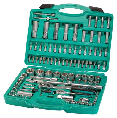 Immagine prodotto di Set di chiavi a bussola da 110 pezzi con cricchetto e inserti, fornito in una custodia per utensili