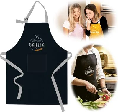 Produktbild von LS-LebenStil Grillschürze BBQ "Auftrags-Griller" Kochschürze mit Tasche 85x65cm Baumwolle