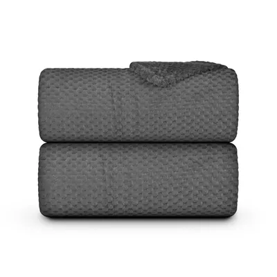 Produktbild von Kuscheldecke Flanell Decke 150x200cm ( Frostgrau ) Flauschige Struktur Wohndecke für Sofa, Couch und Bett, Tagesdecke Sofaüberwurf