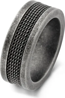 Produktbild von Frank 1967 7FR-0018-61 Stalen Herenring - Bewerkt - 8mm Breed - Maat 61 - Staal - Vintage - Zwart