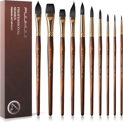 Produktbild von Aquarellpinsel-Set, professionell – 10-teiliges Künstler-Set aus synthetischen Pinselhaaren, geeignet für Aquarellmalerei