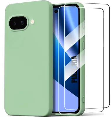 Image de Coque + 2 Verres Trempés pour Google Pixel 10a, Protection Silicone Liquide Antichoc - Vert