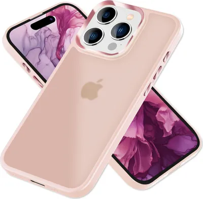 Immagine prodotto di Custodia ibrida per iPhone 15 Pro Frosted Case Bordo protettivo Custodia per telefono cellulare Custodia per telefono cellulare Rosa