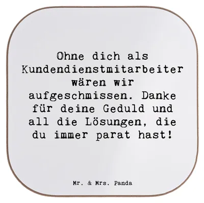 Produktbild von Mr. & Mrs. Panda Untersetzer für Gläser Spruch Kundendienstmitarbeiter Held - Weiß - Geschenk, gläseruntersetzer, Danke sagen, Bedanken, Tischuntersetzer, Dankeschön