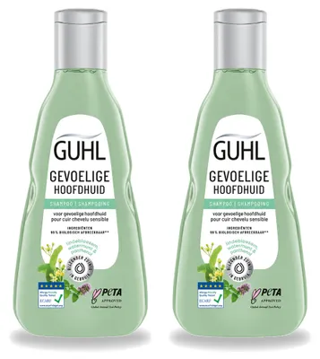 Productafbeelding van 2 x Guhl Shampoo voor een Gevoelige Hoofdhuid - 250 ml - Voordeelverpakking - 2 stuks