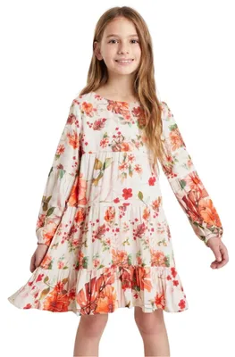 Produktbild von Desigual Yhjandira Mädchenkleid mit geblümten Rüschen 98