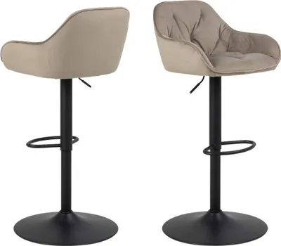 Image de Brooke tabouret de bar velours fonction pivotante beige.