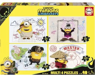 Image de EDUCA Puzzle Mimons et Monstres 4 en 1 (50.80.100.150 DLKS)